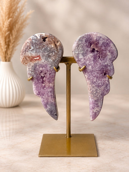 Pink Amethyst Wings On Stand 🪽