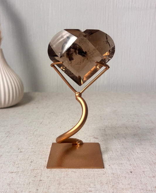 Faceted Smokey Quartz Heart on Stand 🤎