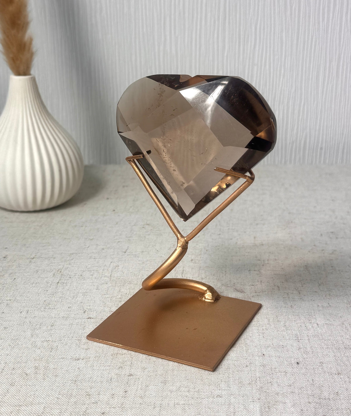Faceted Smokey Quartz Heart on Stand 🤎
