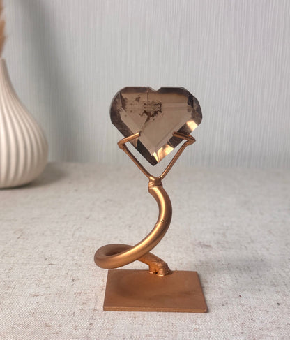 Faceted Smokey Quartz Heart on Stand 🤎