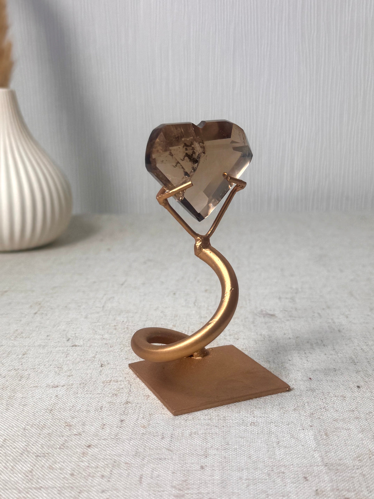 Faceted Smokey Quartz Heart on Stand 🤎