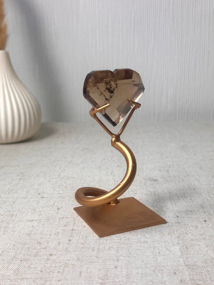 Faceted Smokey Quartz Heart on Stand 🤎