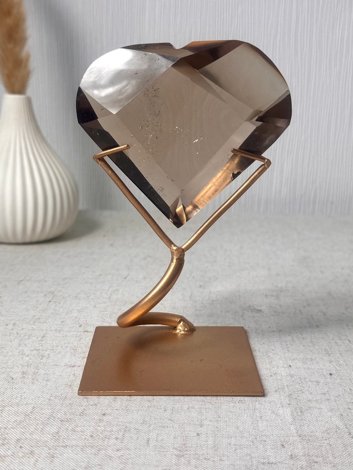 Faceted Smokey Quartz Heart on Stand 🤎