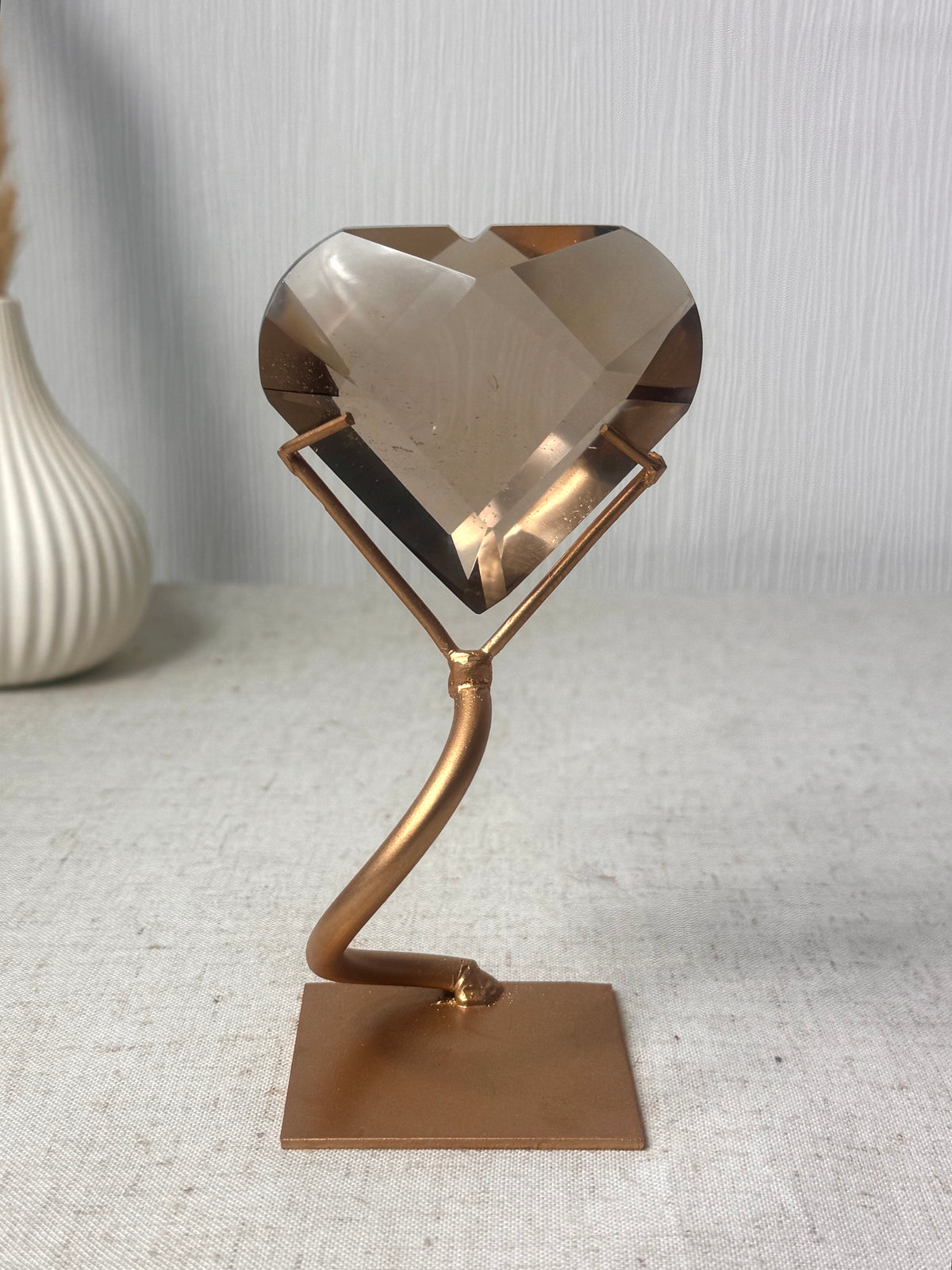 Faceted Smokey Quartz Heart on Stand 🤎