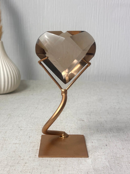 Faceted Smokey Quartz Heart on Stand 🤎