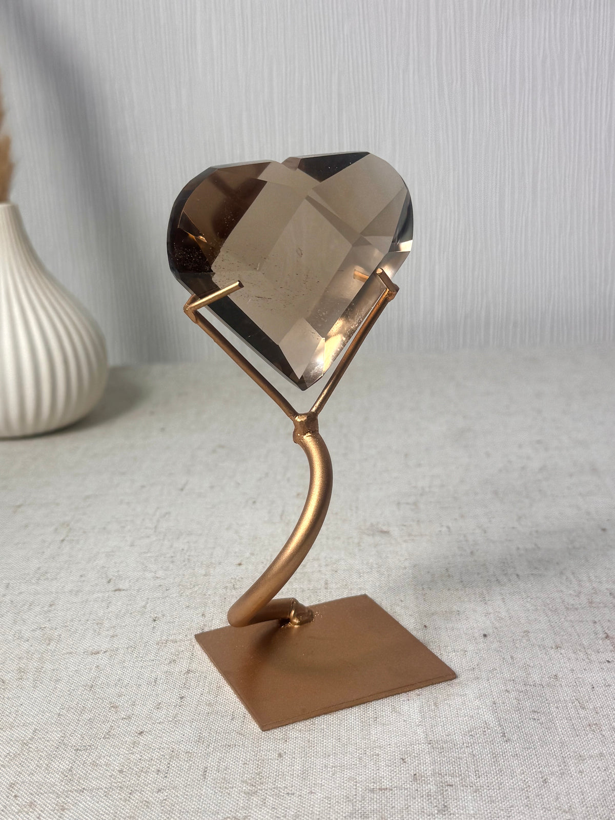 Faceted Smokey Quartz Heart on Stand 🤎