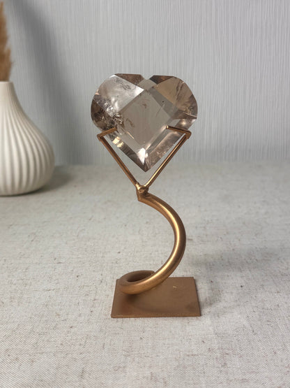 Faceted Smokey Quartz Heart on Stand 🤎