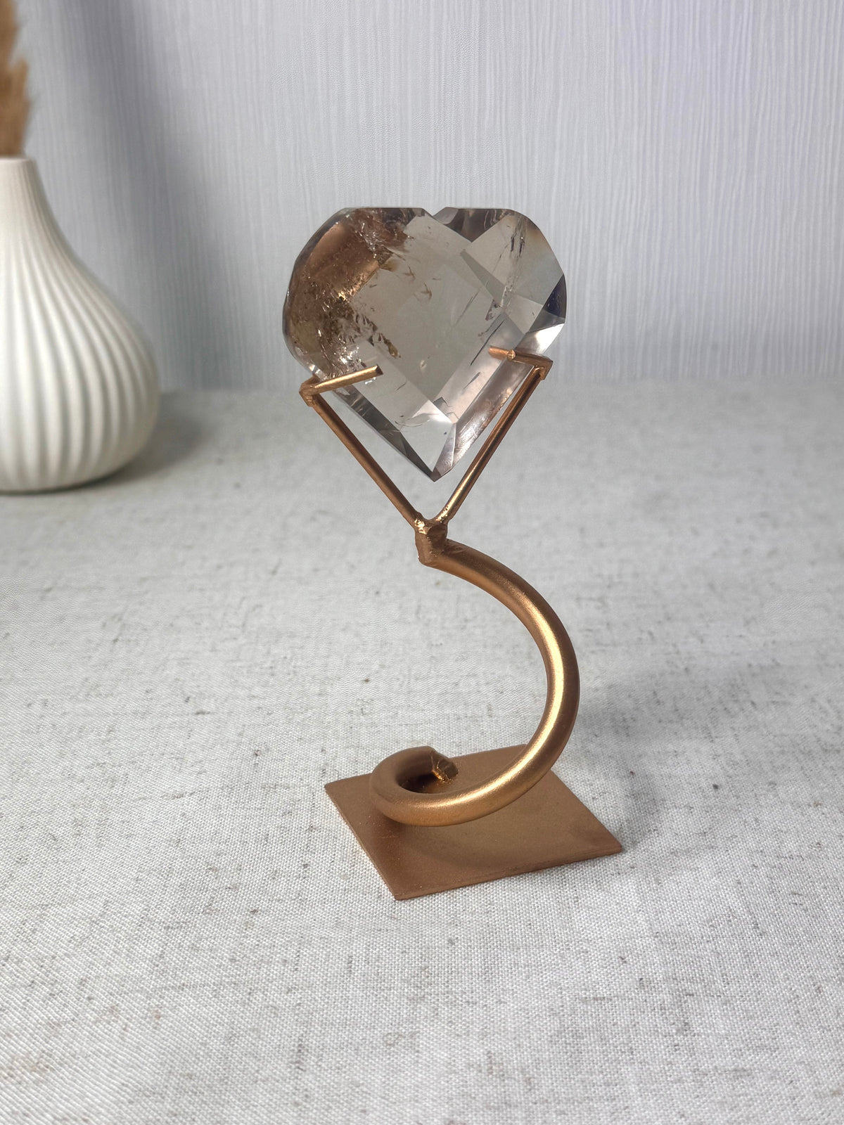 Faceted Smokey Quartz Heart on Stand 🤎