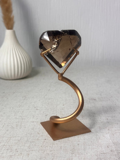 Faceted Smokey Quartz Heart on Stand 🤎