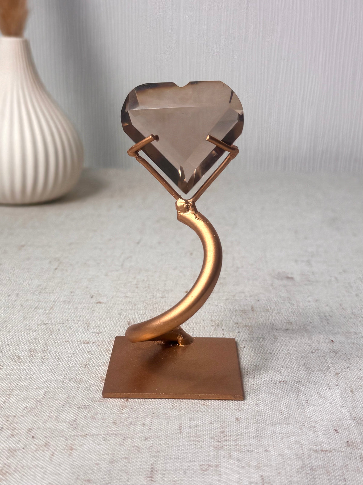 Faceted Smokey Quartz Heart on Stand 🤎