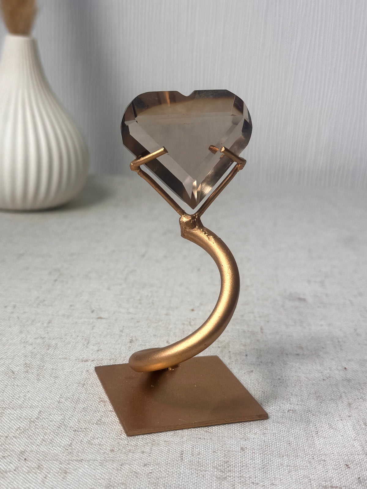 Faceted Smokey Quartz Heart on Stand 🤎
