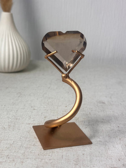 Faceted Smokey Quartz Heart on Stand 🤎