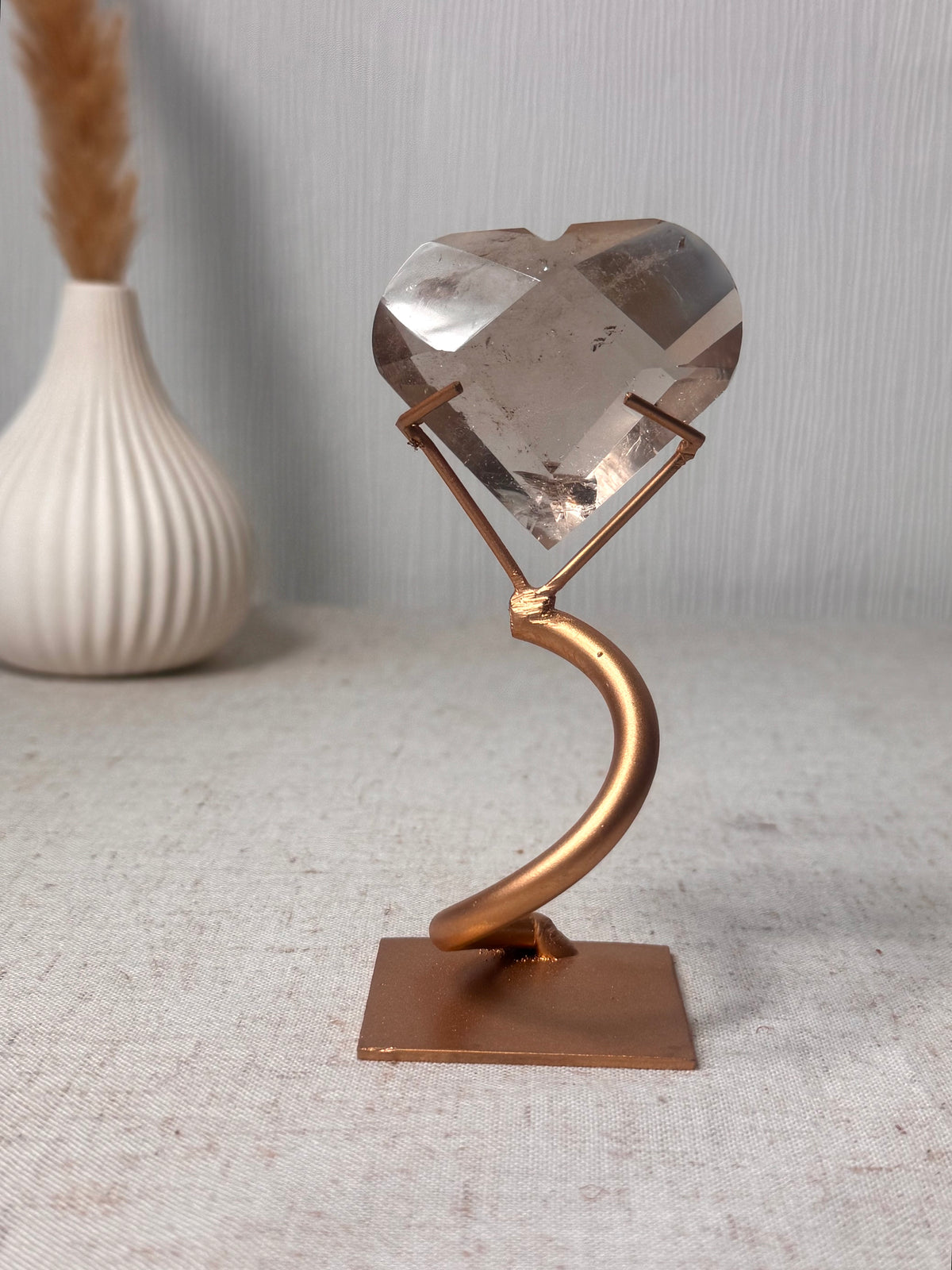 Faceted Smokey Quartz Heart on Stand 🤎