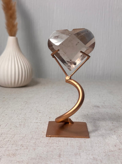 Faceted Smokey Quartz Heart on Stand 🤎