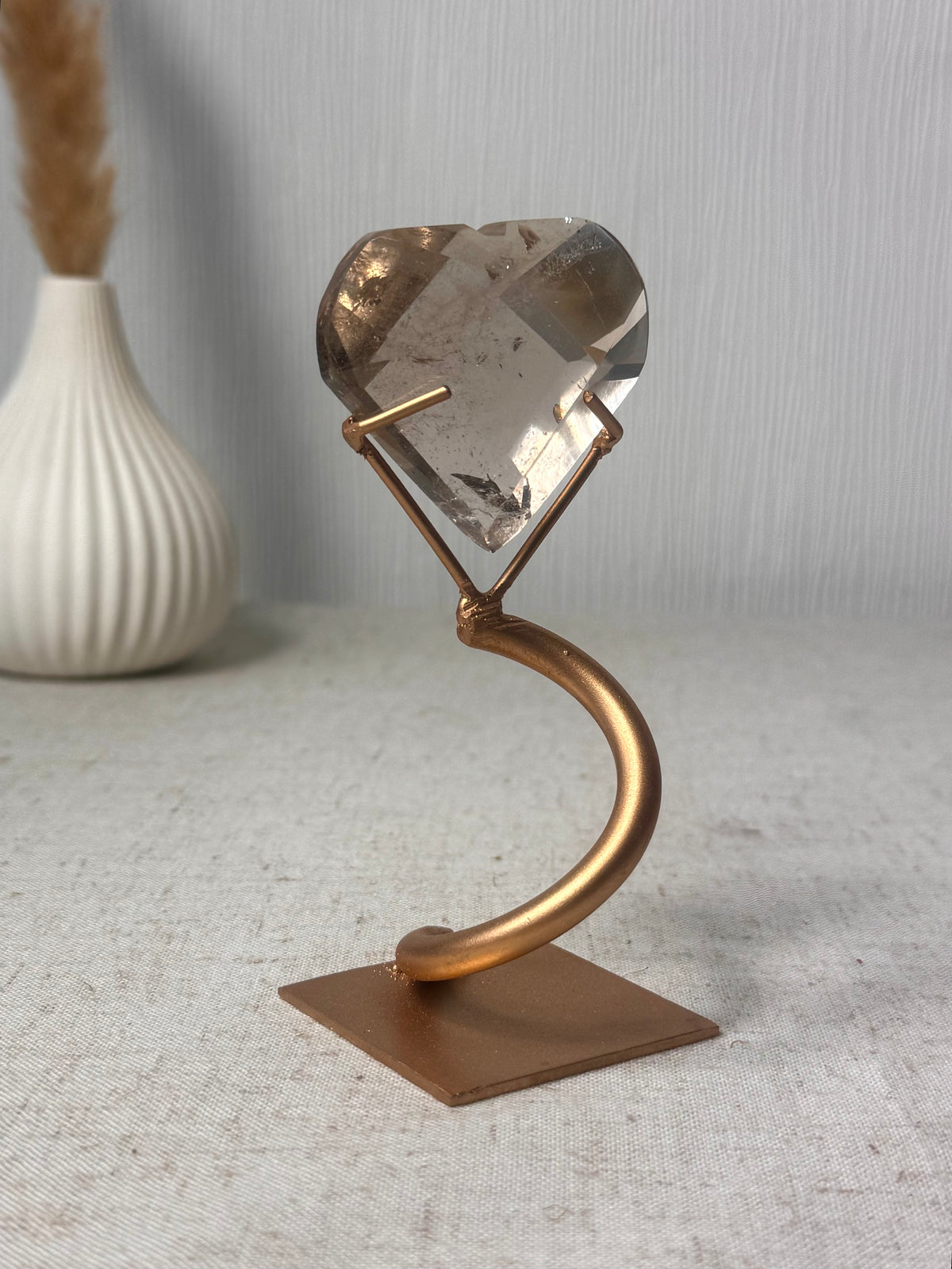 Faceted Smokey Quartz Heart on Stand 🤎