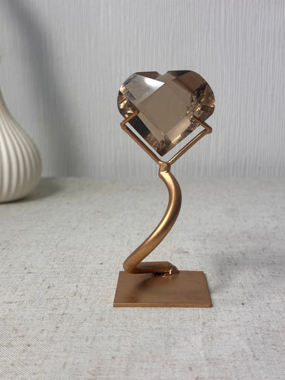 Faceted Smokey Quartz Heart on Stand 🤎