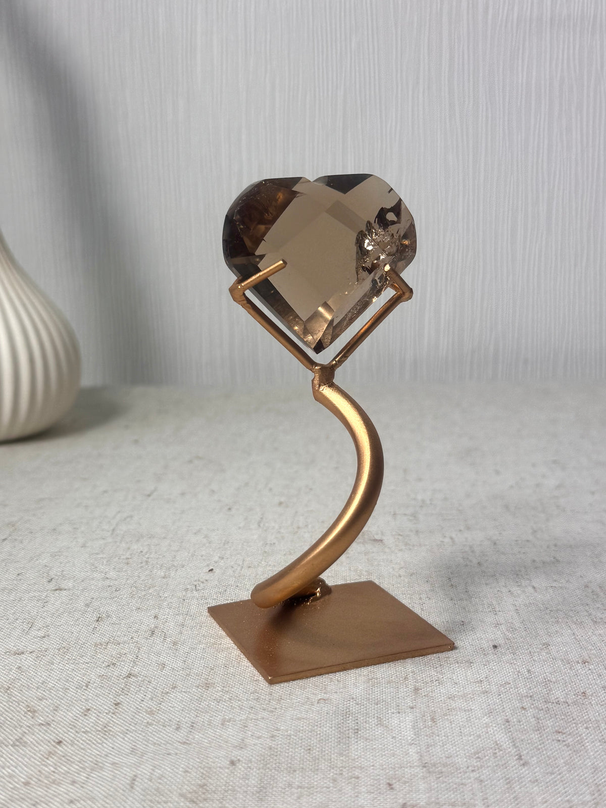 Faceted Smokey Quartz Heart on Stand 🤎