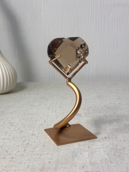 Faceted Smokey Quartz Heart on Stand 🤎