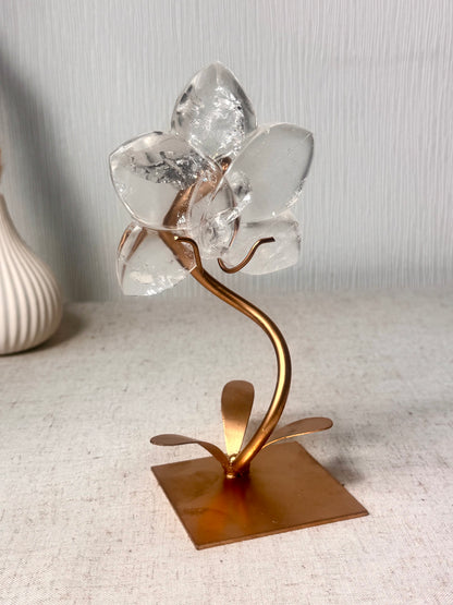 Clear Quartz Orchid On Stand 🌸