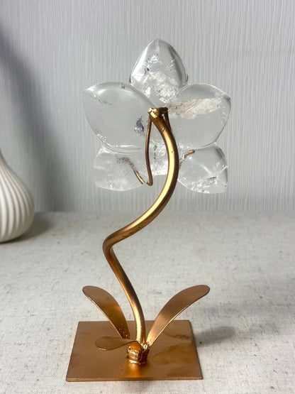 Clear Quartz Orchid On Stand 🌸