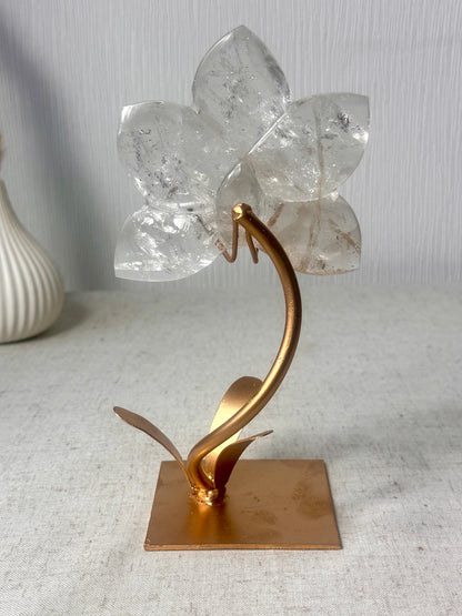 Clear Quartz Orchid On Stand 🌸