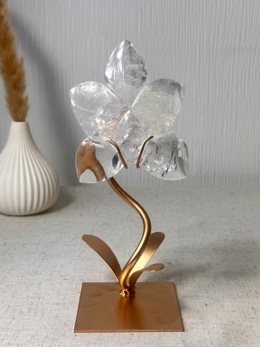 Clear Quartz Orchid  On Stand 🌸