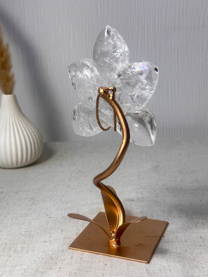 Clear Quartz Orchid  On Stand 🌸
