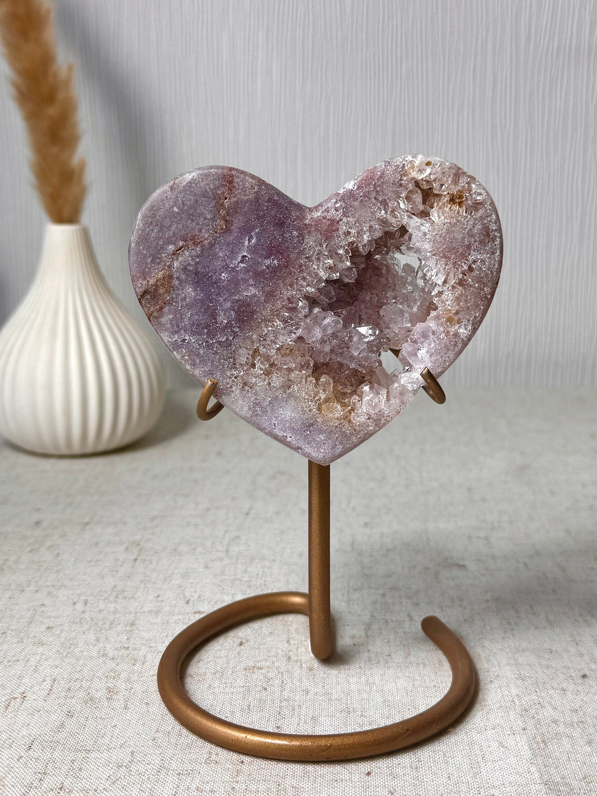 Pink Amethyst Heart On Stand 🩷