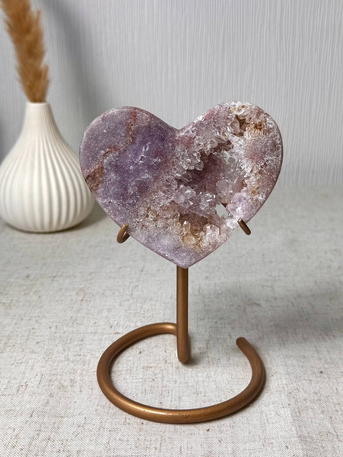 Pink Amethyst Heart On Stand 🩷