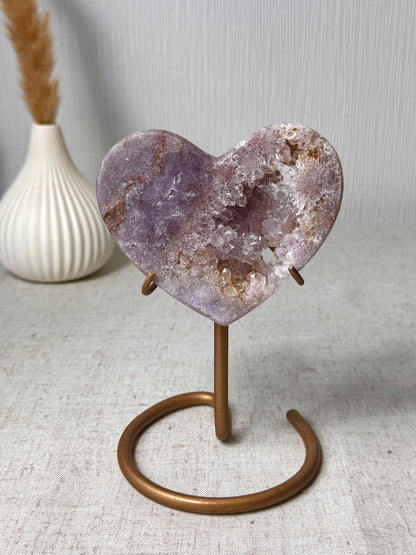 Pink Amethyst Heart On Stand 🩷