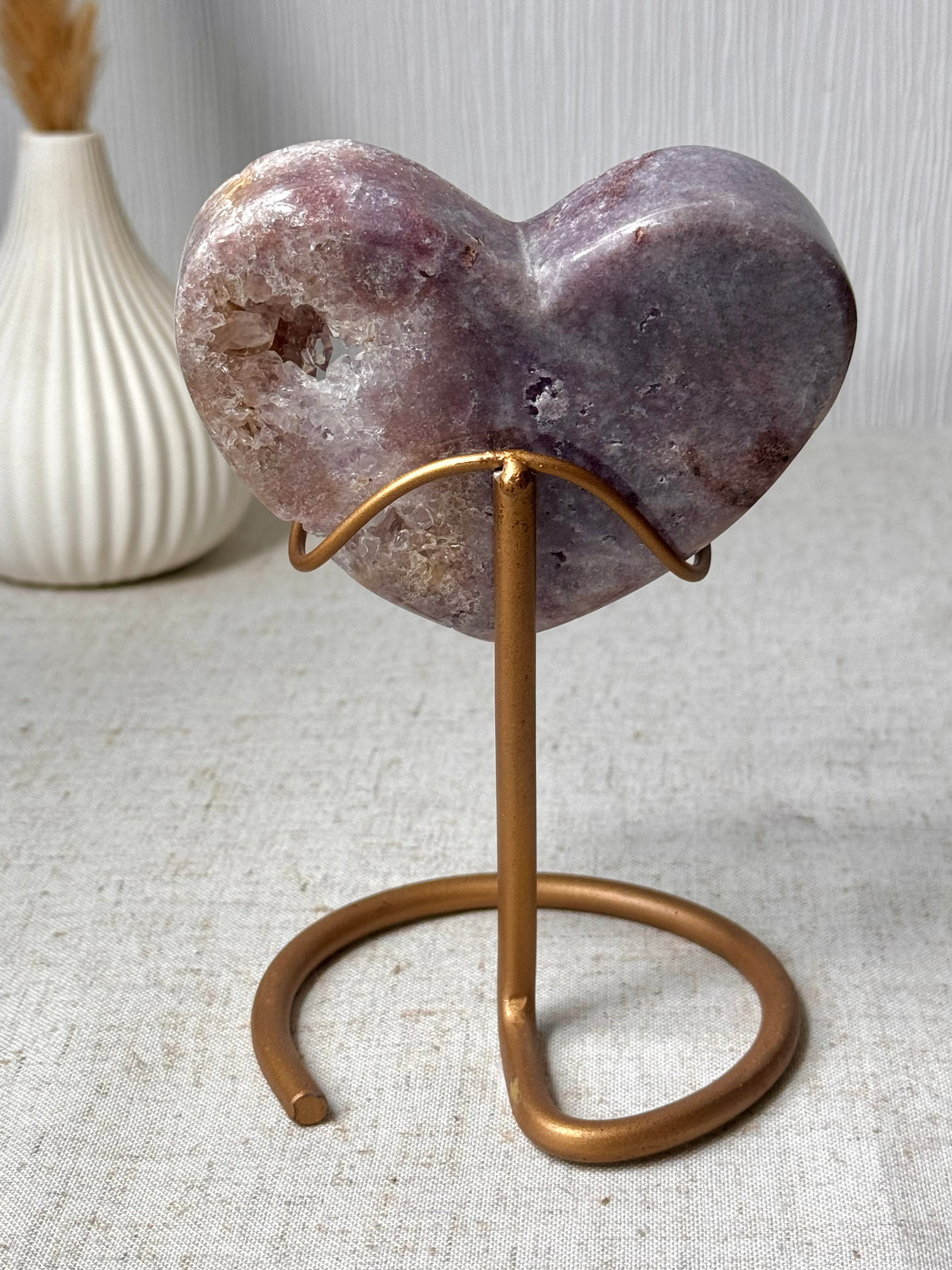 Pink Amethyst Heart On Stand 🩷