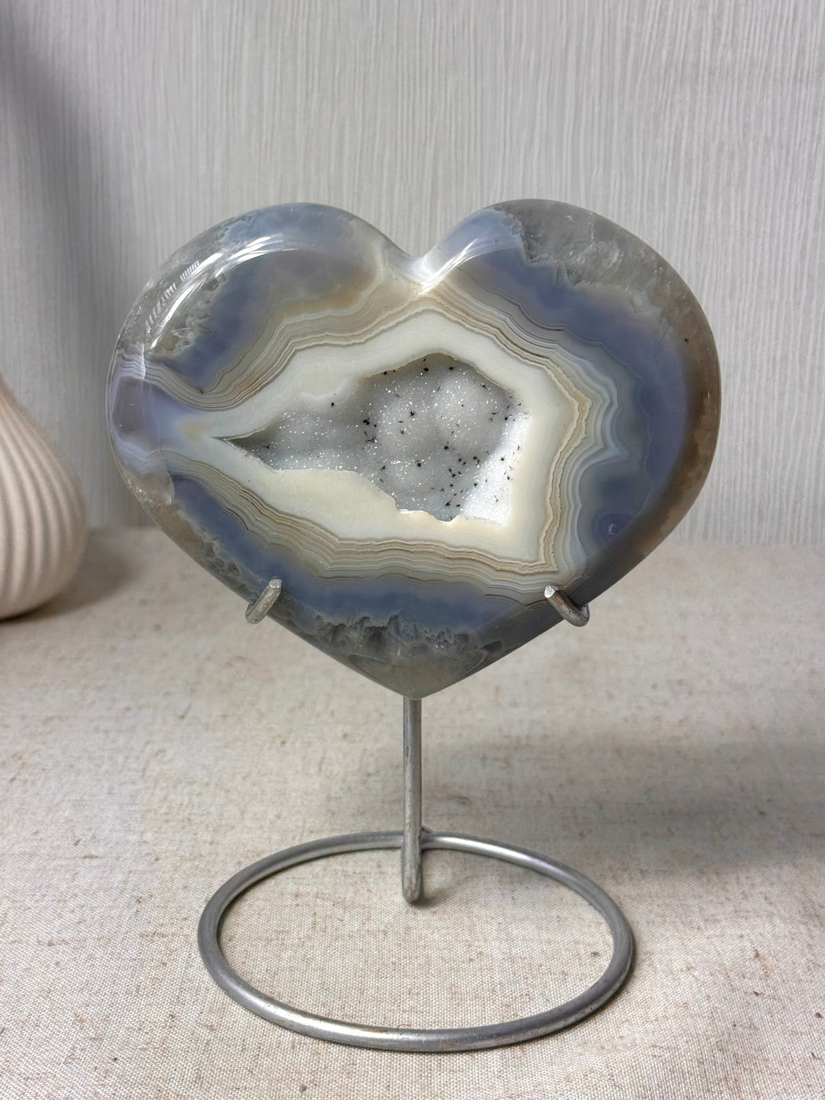 Agate Heart On Stand 💙