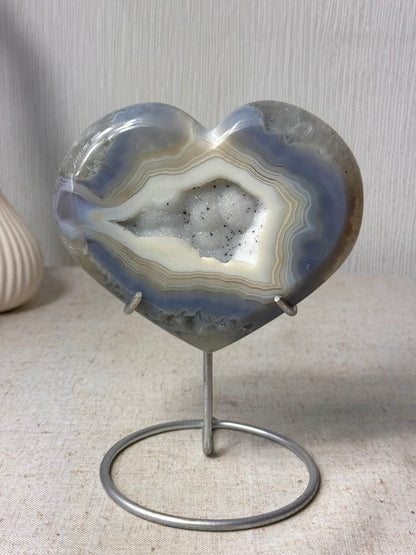 Agate Heart On Stand 💙