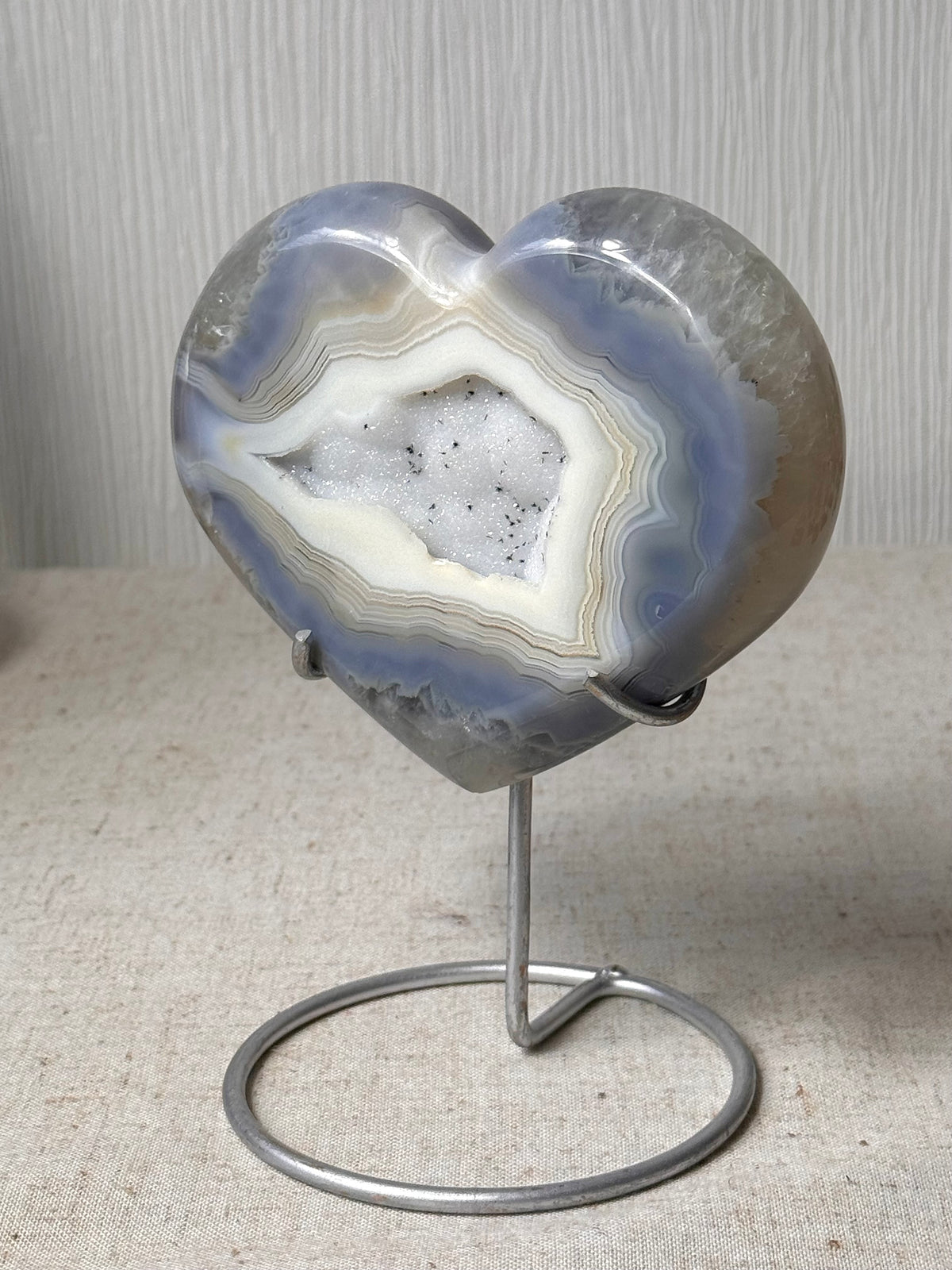 Agate Heart On Stand 💙