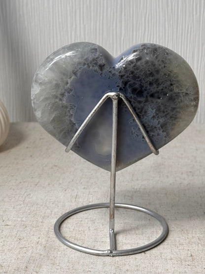 Agate Heart On Stand 💙