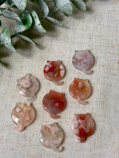 Flower Agate Cat Flat Stones 🐈