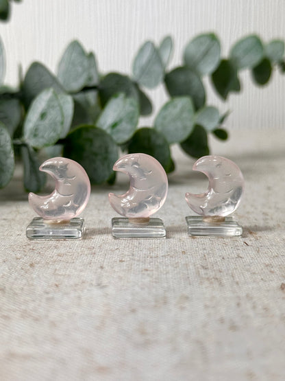 Rose Quartz Moon Face Carving 💕