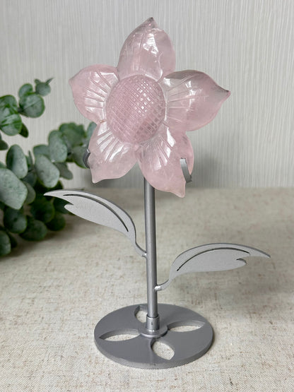 Rose Quartz Flower On Stand 🌸