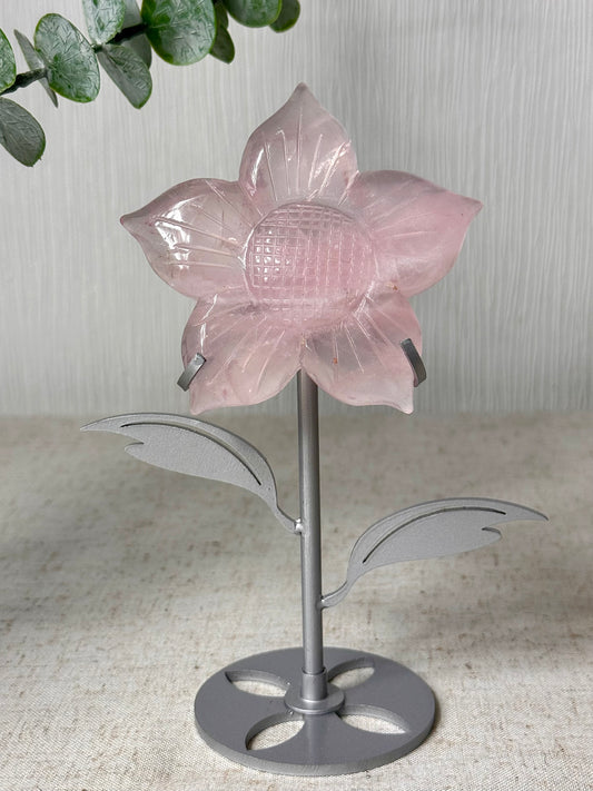 Rose Quartz Flower On Stand 🌸
