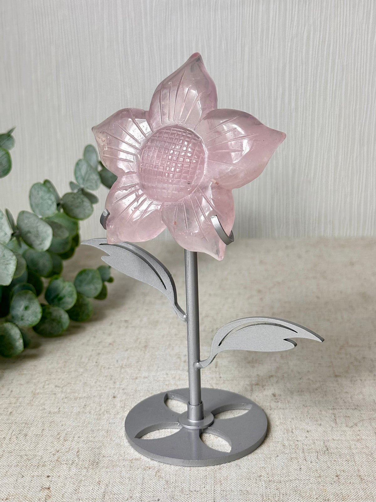 Rose Quartz Flower On Stand 🌸