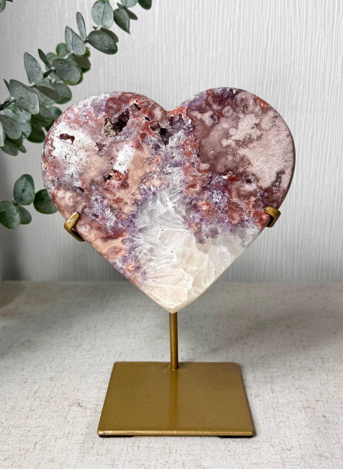 Pink Amethyst Heart On Stand 🩷