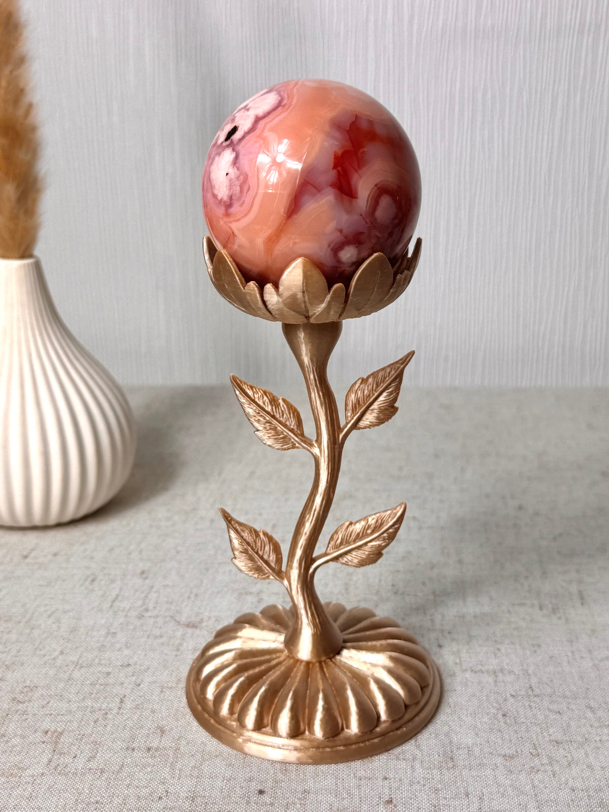Flower Agate And Carnelian Sphere 🧡
