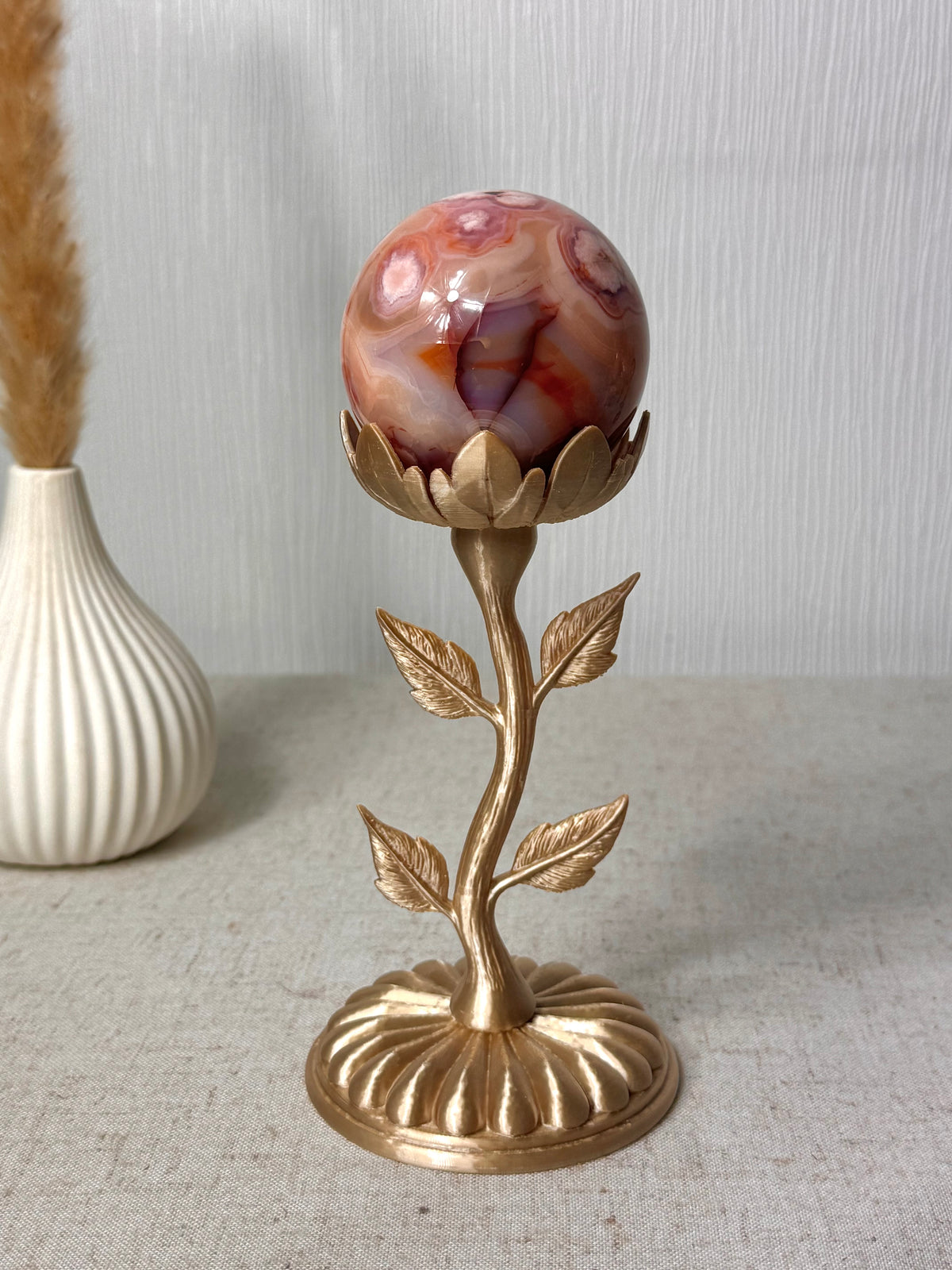 Flower Agate And Carnelian Sphere 🧡