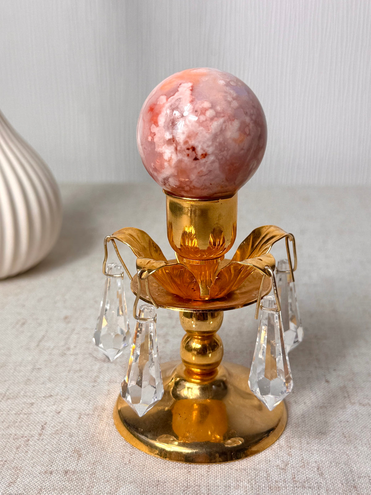 Flower Agate And Carnelian Sphere 🧡