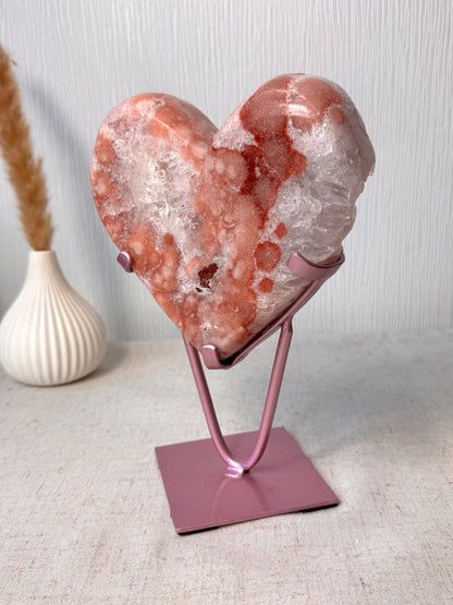 Pink Amethyst Heart On Stand ❤️