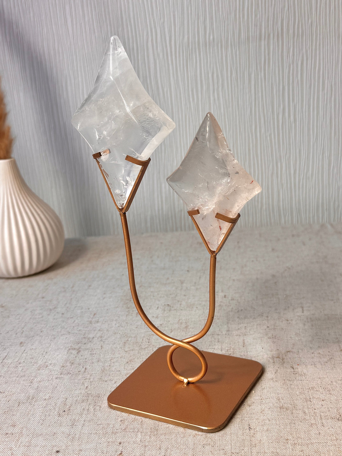 Clear Quartz Diamond Duo On Stand 🌟