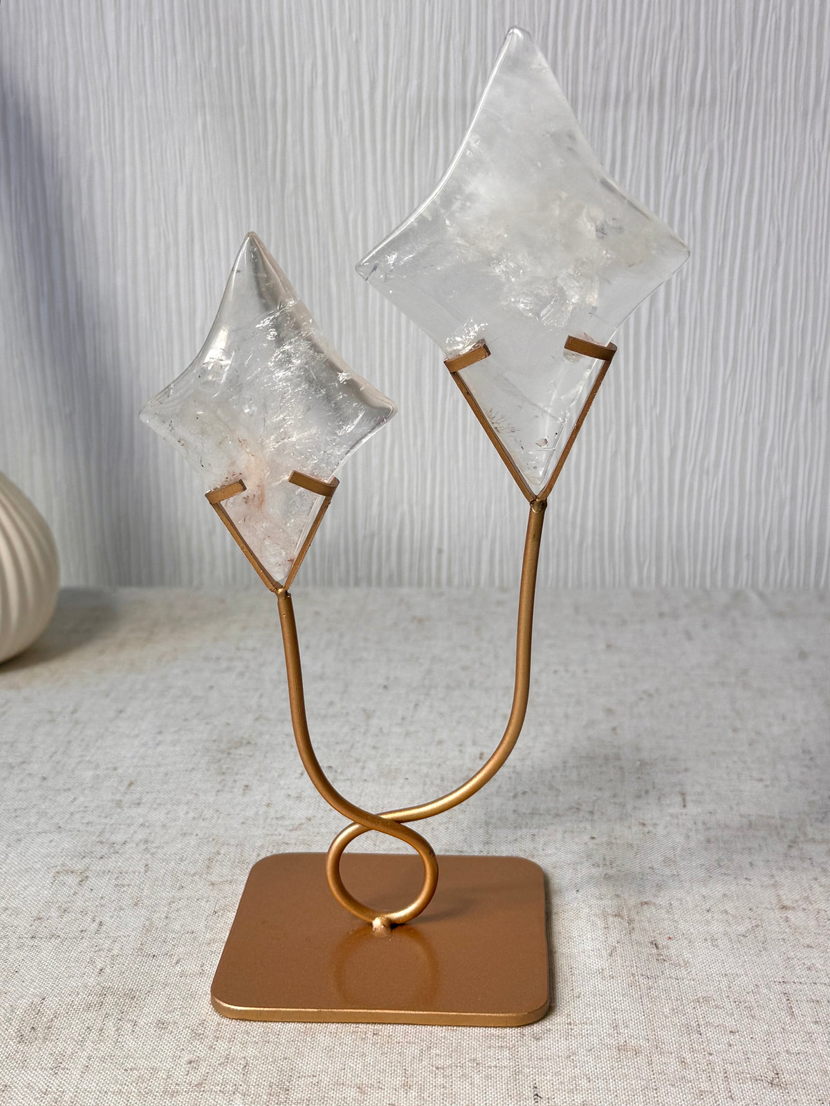 Clear Quartz Diamond Duo On Stand 🌟