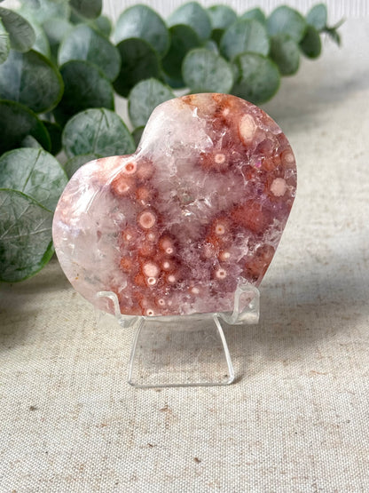 Pink Amethyst Flower Agate Heart 🌸