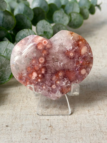 Pink Amethyst Flower Agate Heart 🌸