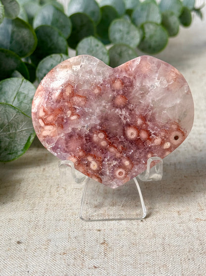 Pink Amethyst Flower Agate Heart 🌸
